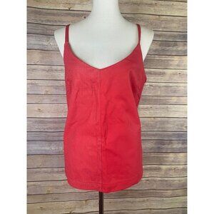 ASOS Womens 8 NWT Faux Leather Top Cross Strap Blocked Style Red Tank Boho